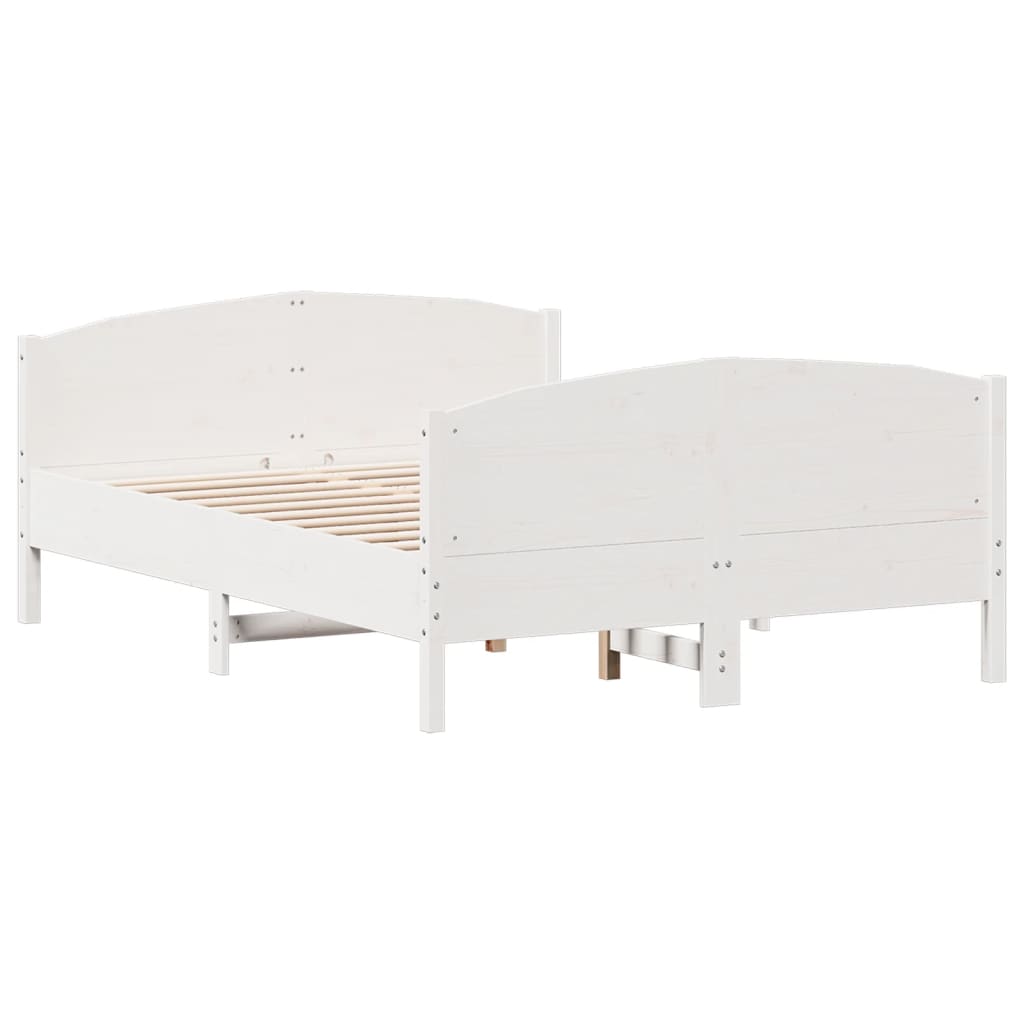 Cadre de lit sans matelas blanc 140x190 cm bois de pin massif - XIOS