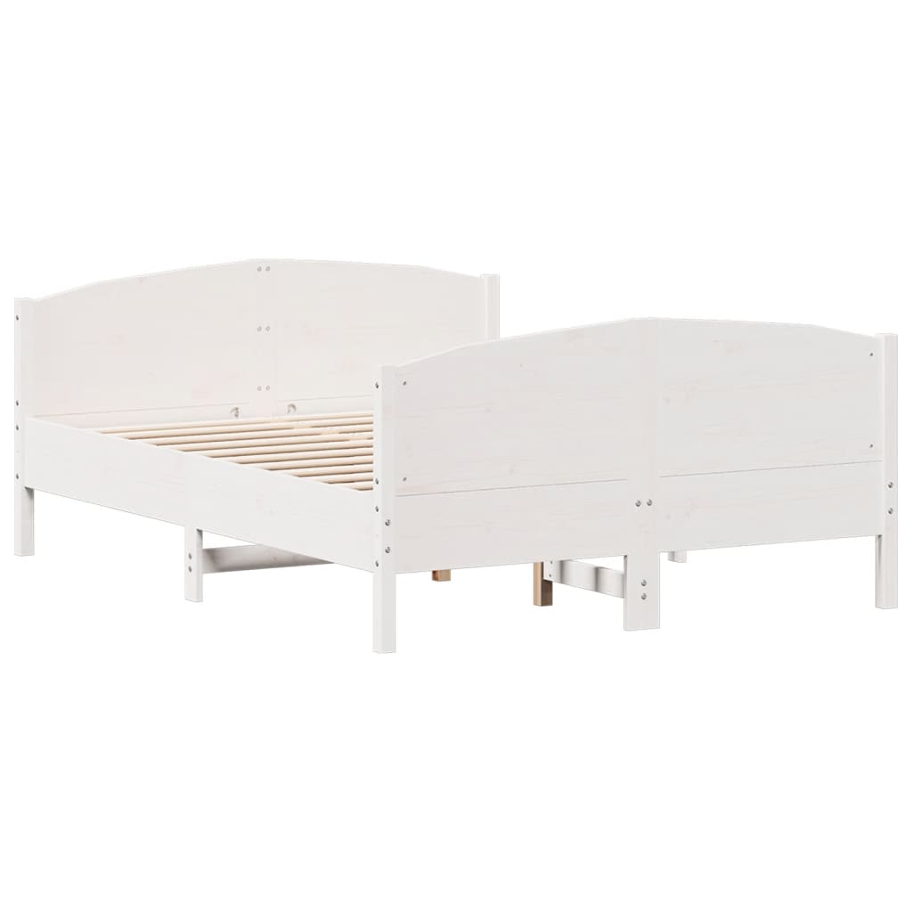 Cadre de lit sans matelas blanc 140x190 cm bois de pin massif - XIOS