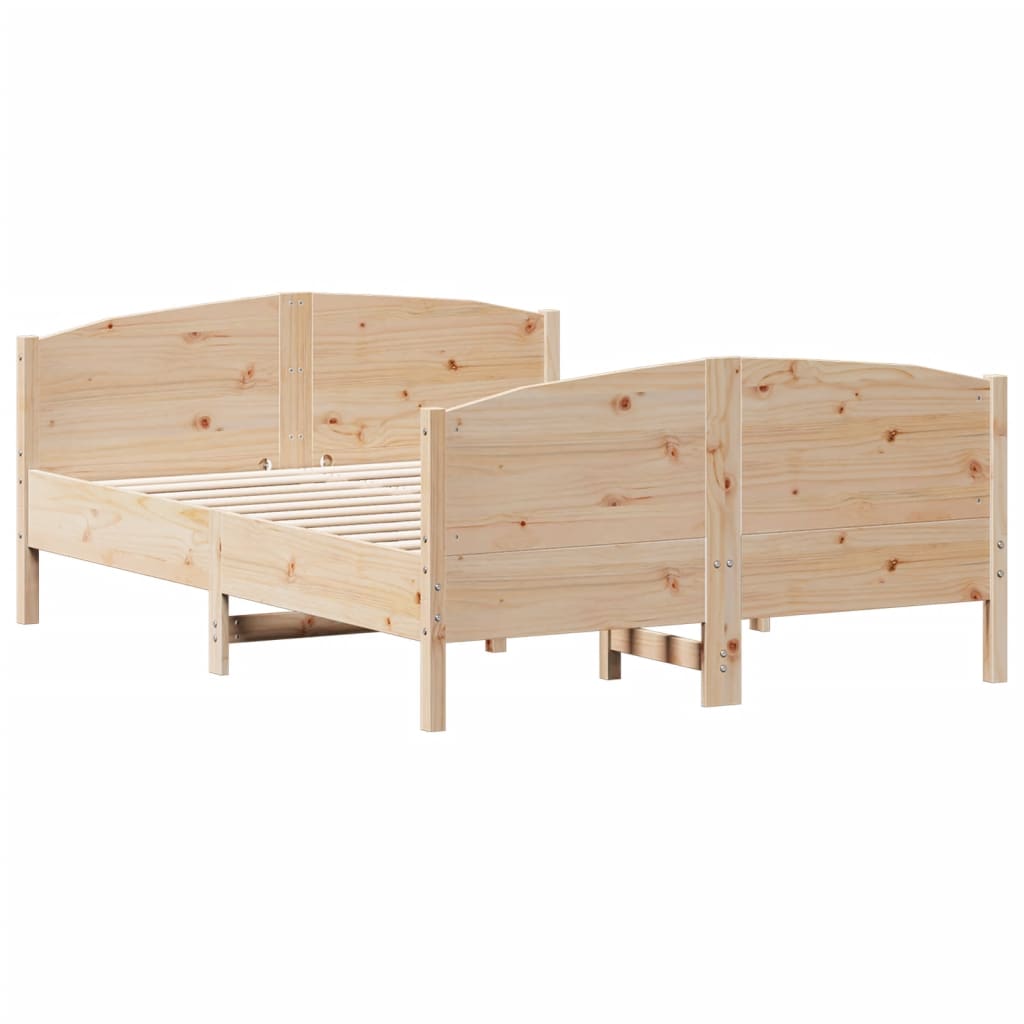 Cadre de lit sans matelas 135x190 cm bois de pin massif - XIOS