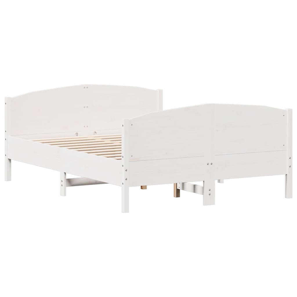 Cadre de lit sans matelas blanc 135x190 cm bois de pin massif - XIOS