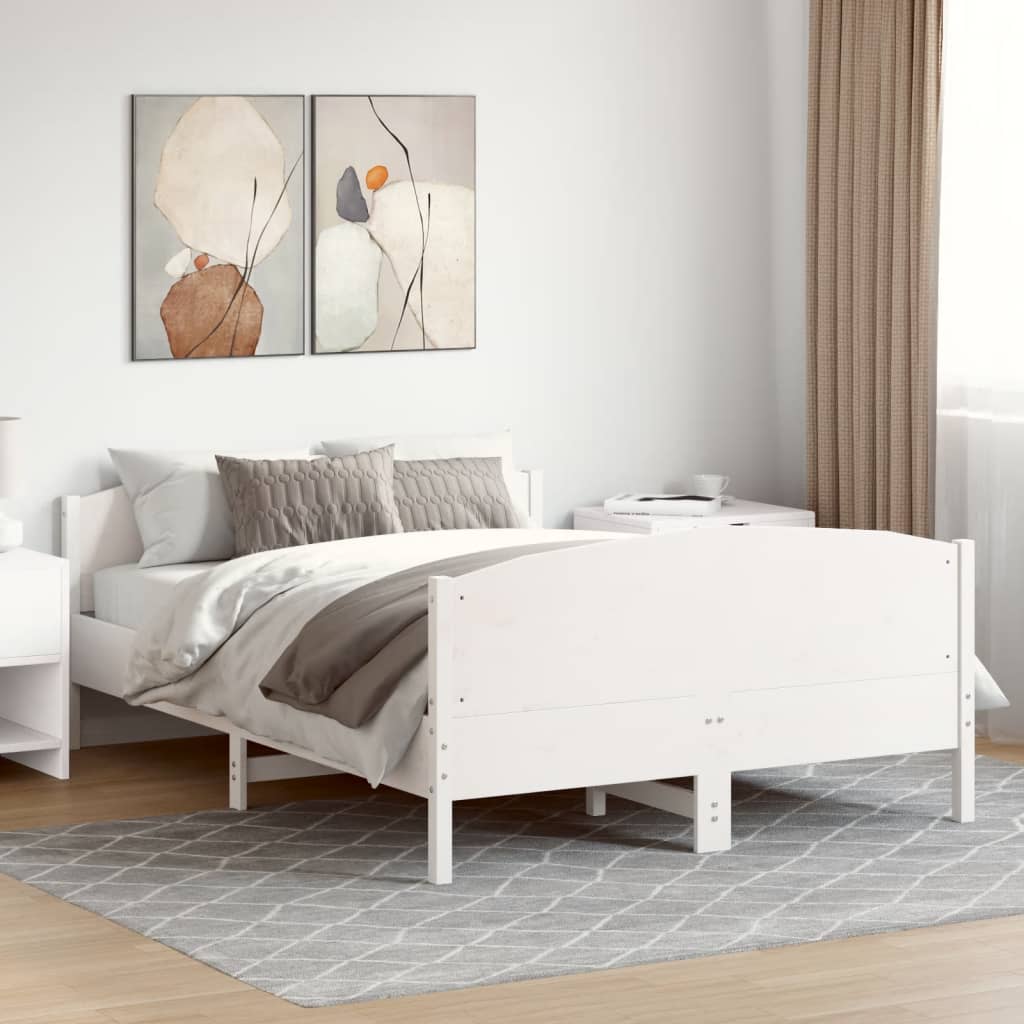 Cadre de lit sans matelas blanc 120x190 cm bois de pin massif - XIOS