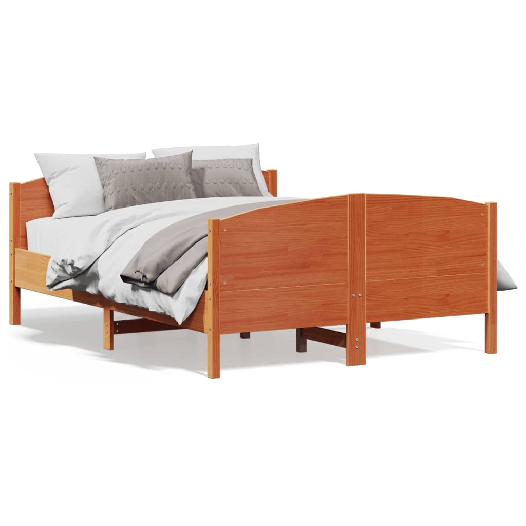 Cadre de lit sans matelas cire marron 120x190cm bois pin massif - XIOS