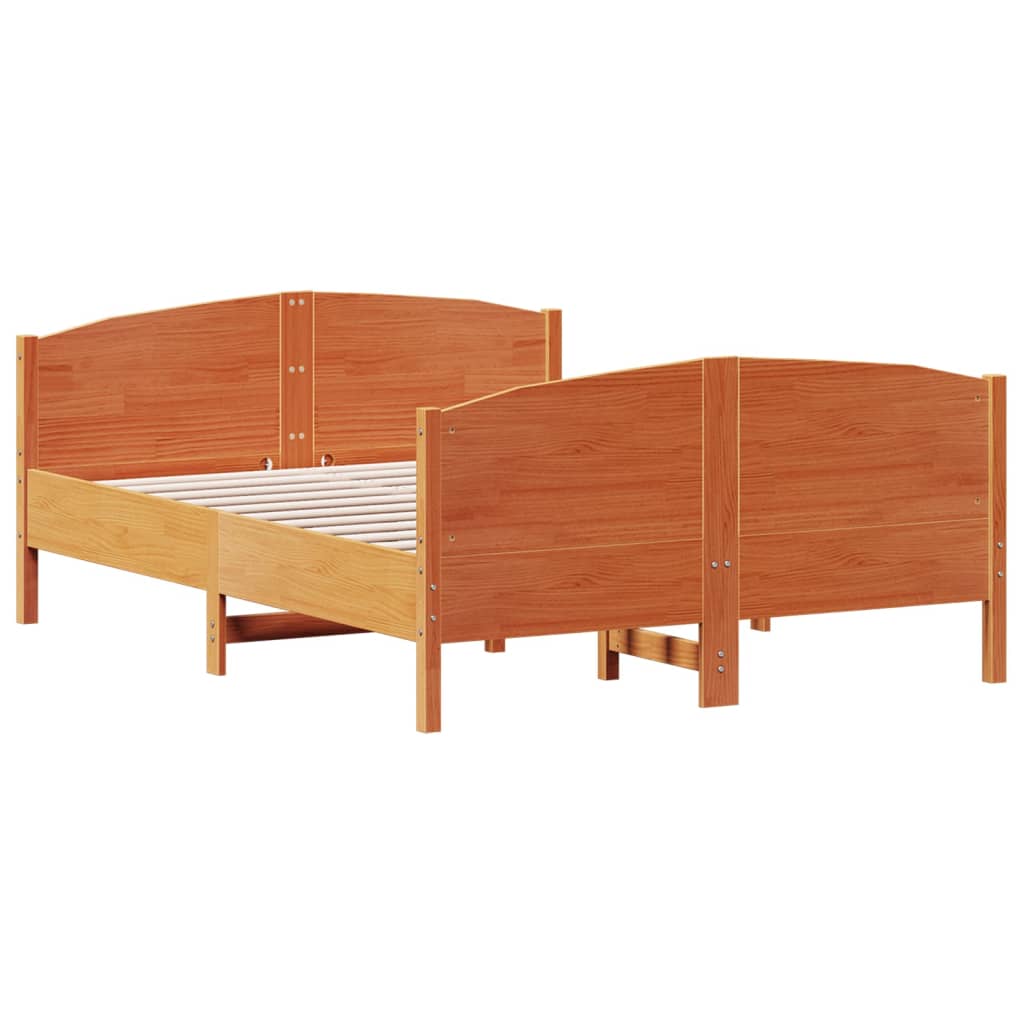 Cadre de lit sans matelas cire marron 120x190cm bois pin massif - XIOS