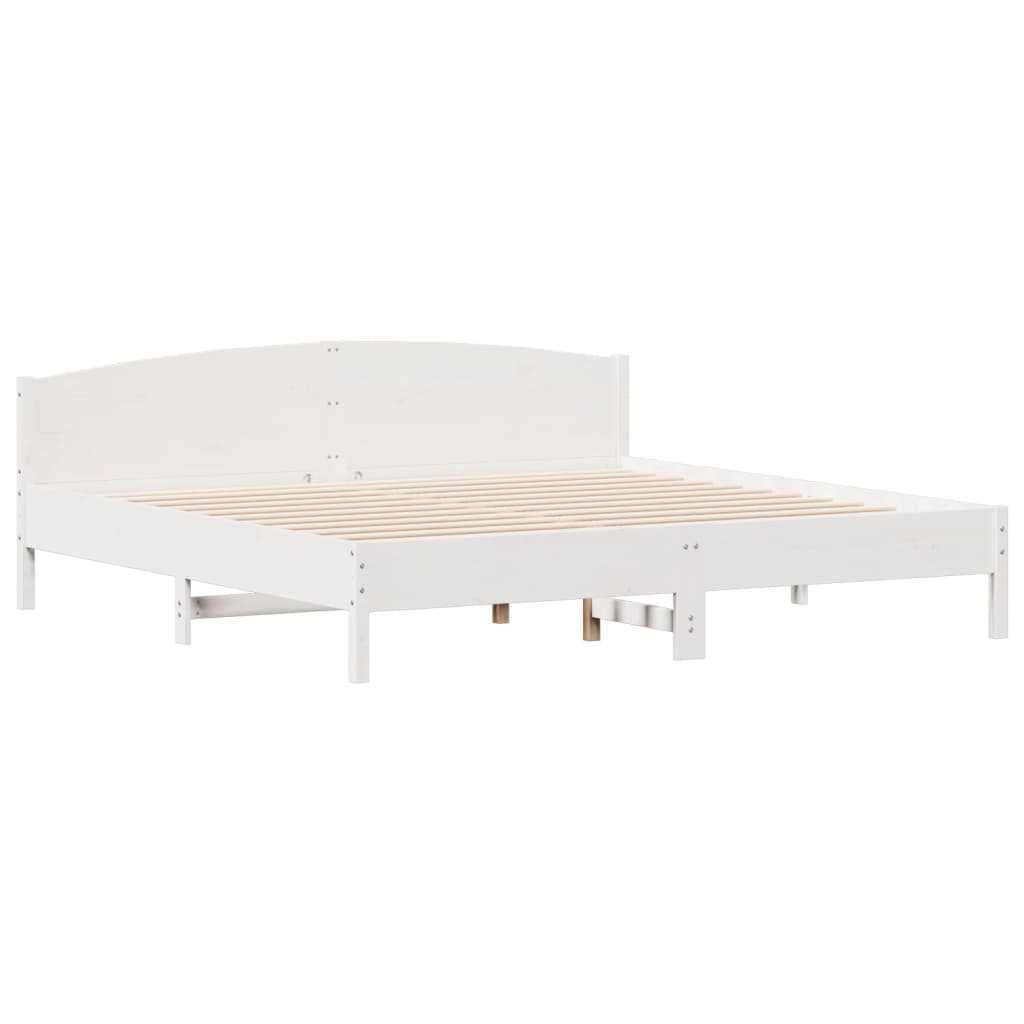 Cadre de lit sans matelas blanc 200x200 cm bois massif de pin - XIOS