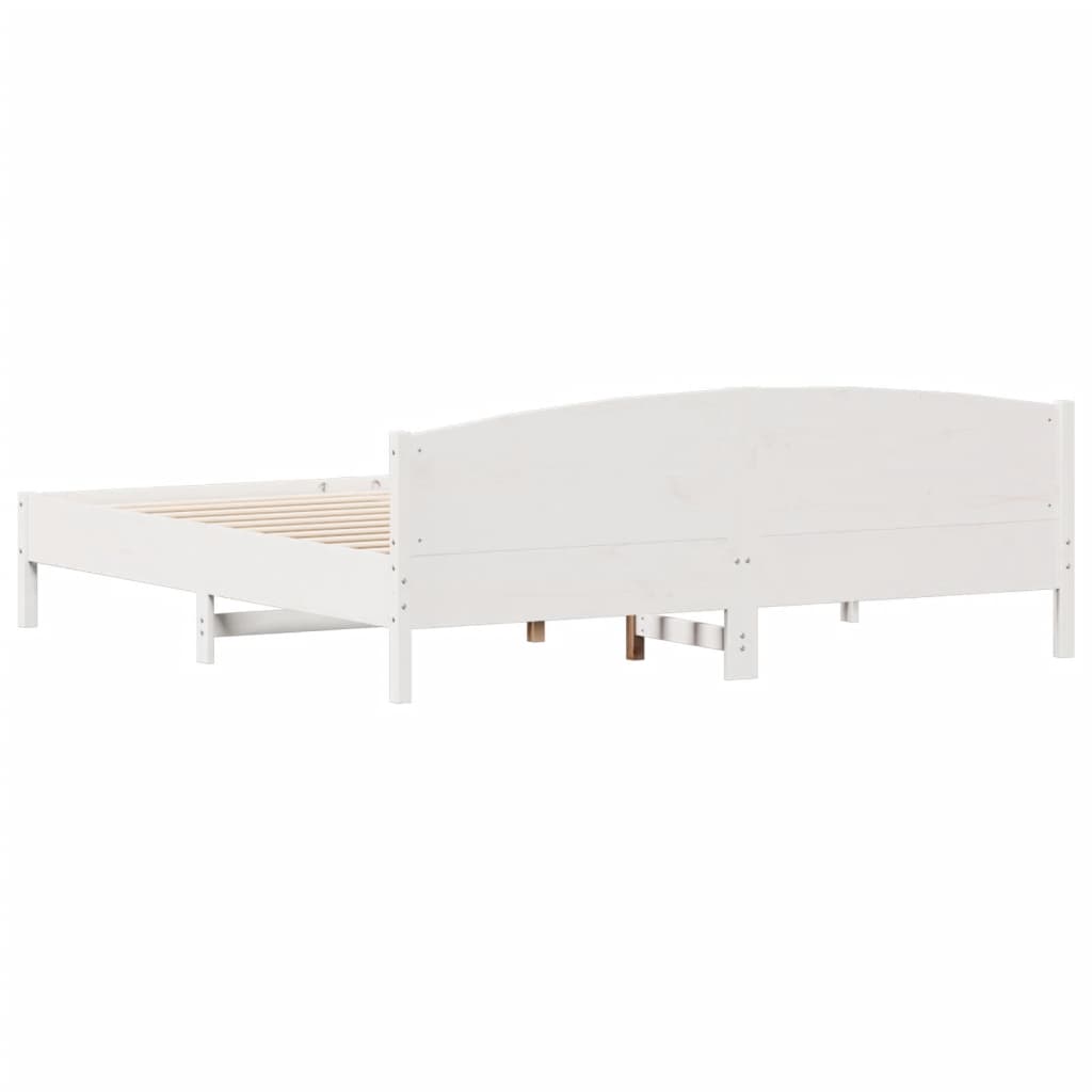 Cadre de lit sans matelas blanc 200x200 cm bois massif de pin - XIOS