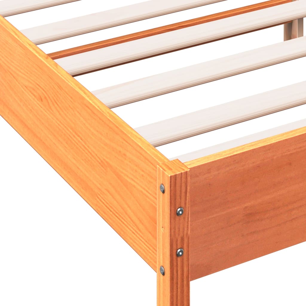 Cadre de lit sans matelas cire marron 180x200cm bois pin massif - XIOS