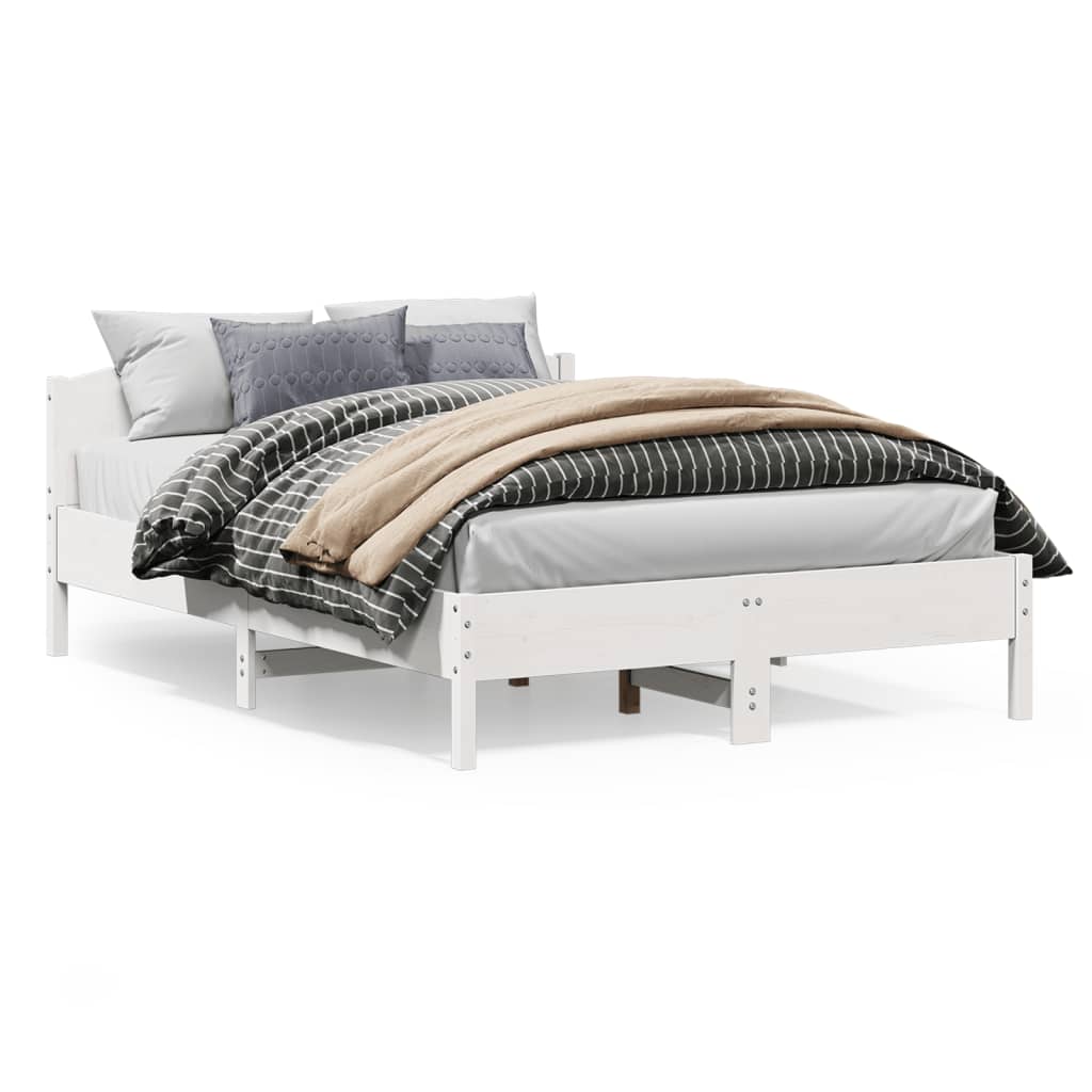 Cadre de lit sans matelas blanc 160x200 cm bois de pin massif - XIOS