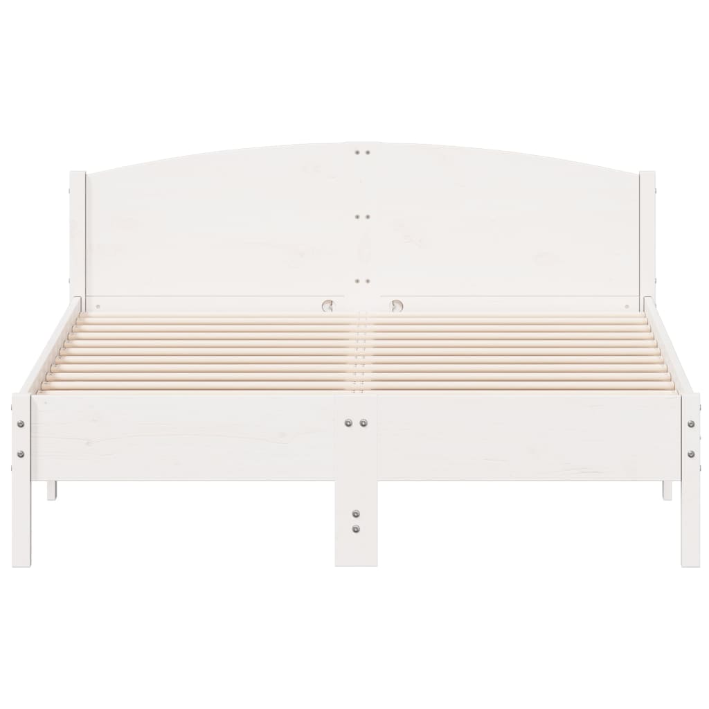 Cadre de lit sans matelas blanc 160x200 cm bois de pin massif - XIOS