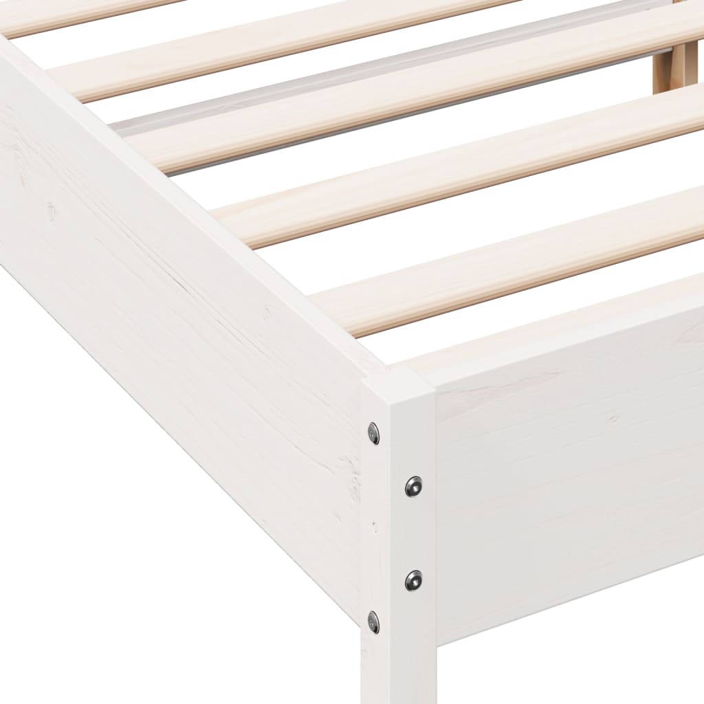 Cadre de lit sans matelas blanc 160x200 cm bois de pin massif - XIOS