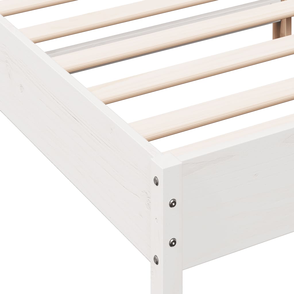 Cadre de lit sans matelas blanc 150x200 cm bois de pin massif - XIOS