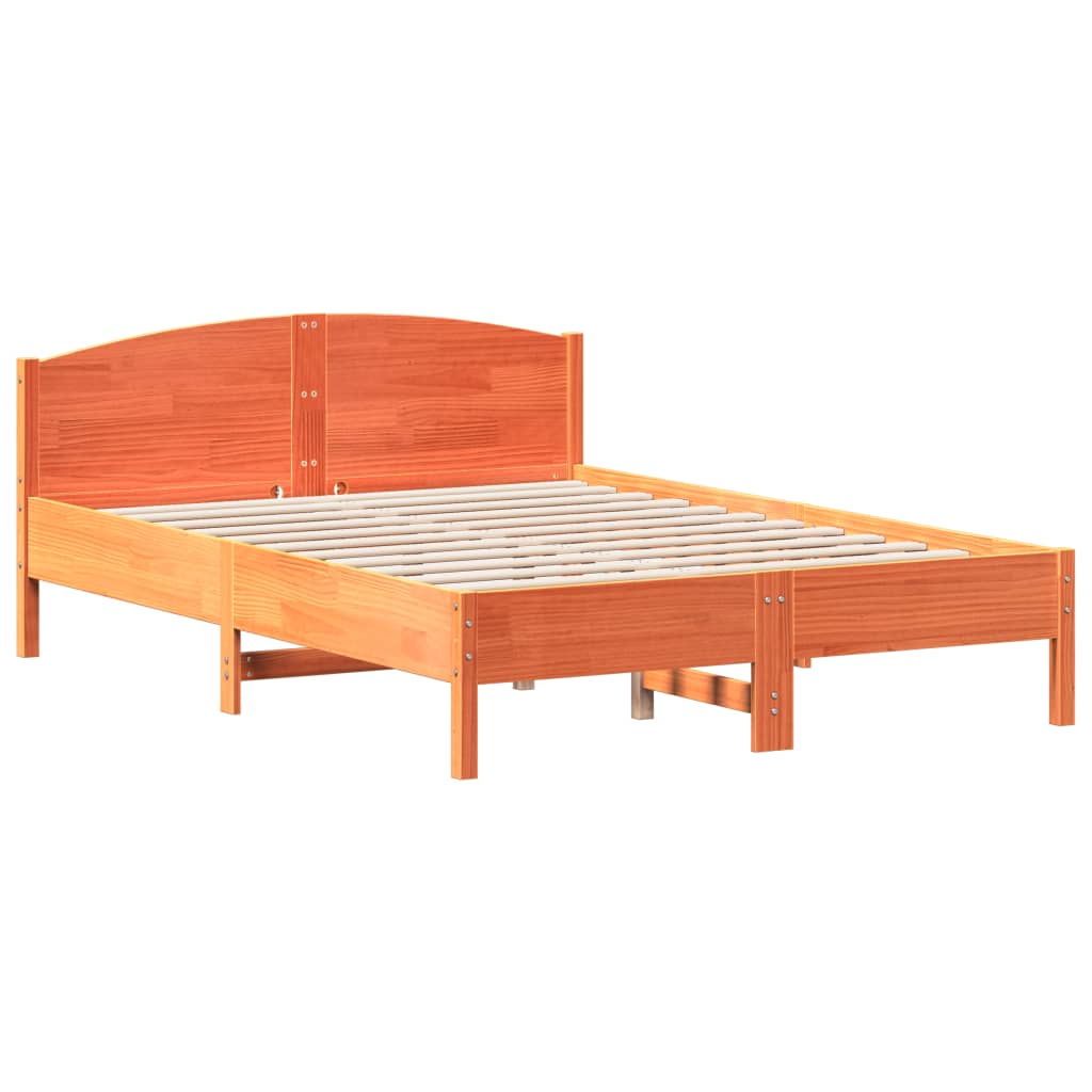 Cadre de lit sans matelas cire marron 150x200cm bois pin massif - XIOS