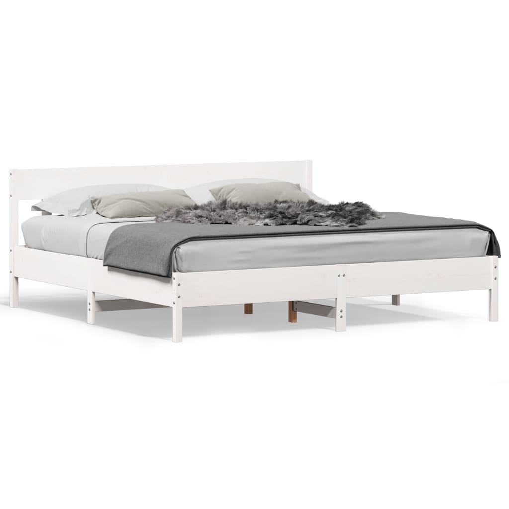 Cadre de lit sans matelas blanc 200x200 cm bois massif de pin - XIOS