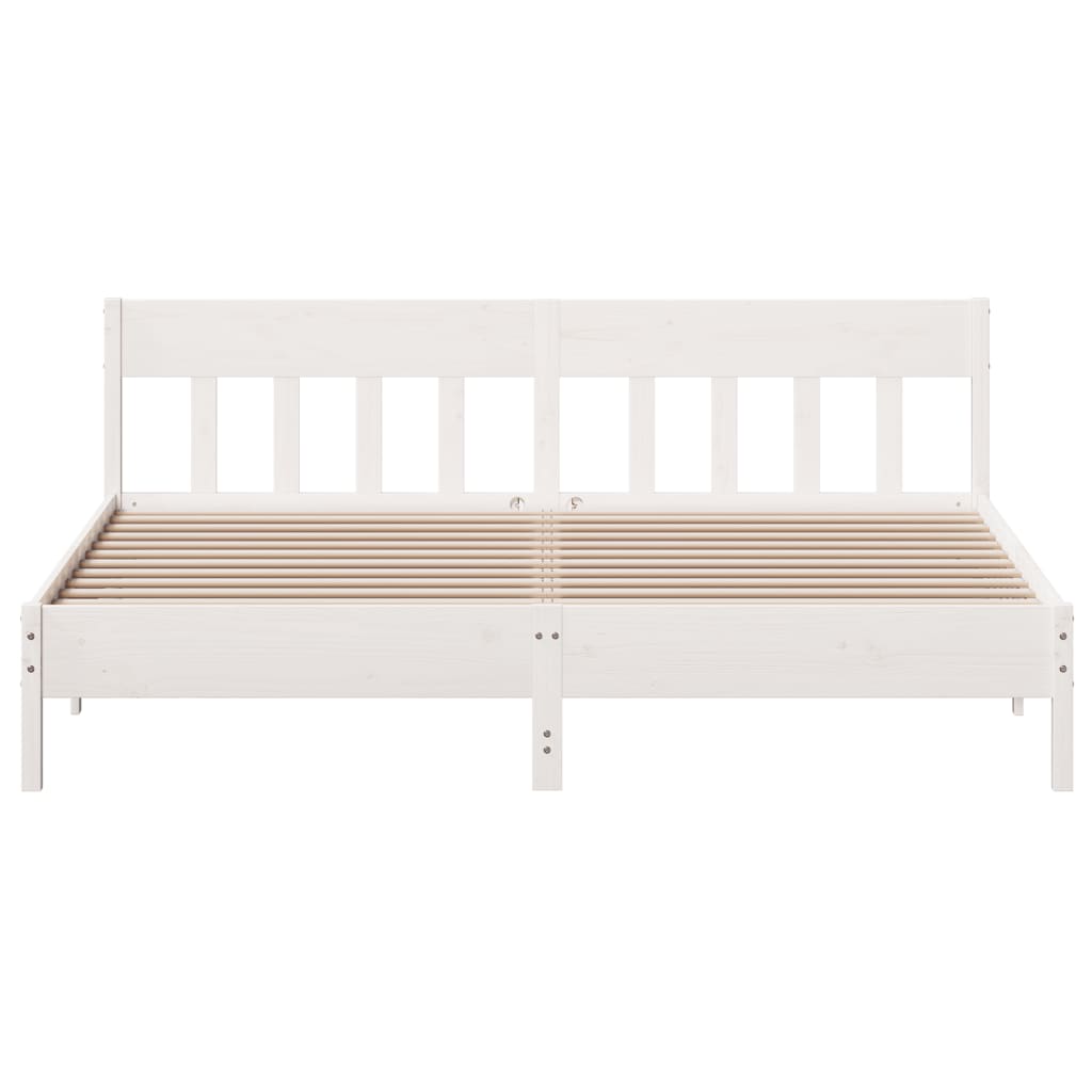Cadre de lit sans matelas blanc 200x200 cm bois massif de pin - XIOS