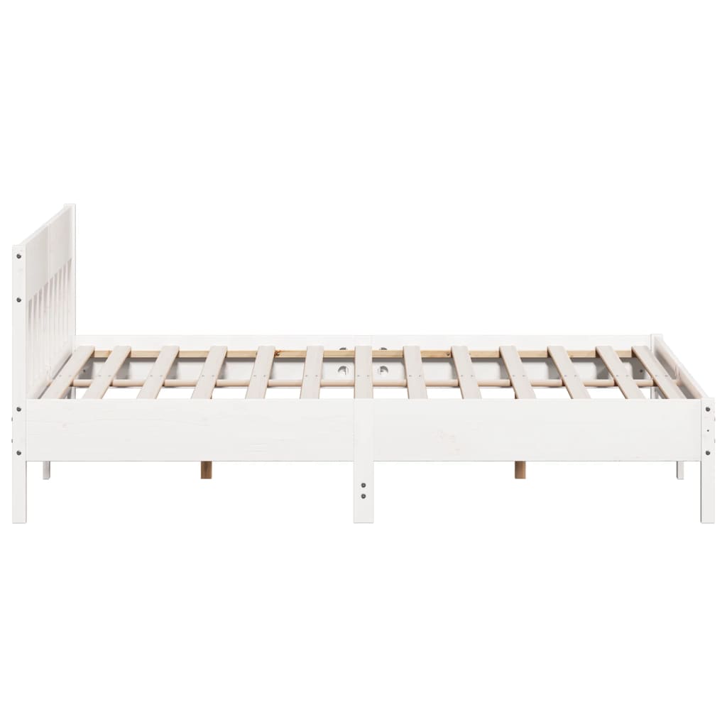 Cadre de lit sans matelas blanc 200x200 cm bois massif de pin - XIOS