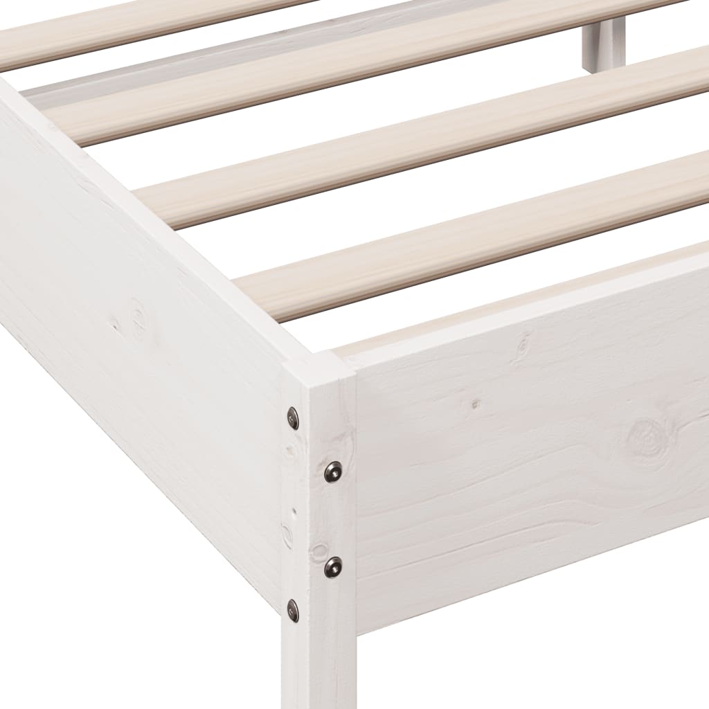 Cadre de lit sans matelas blanc 200x200 cm bois massif de pin - XIOS