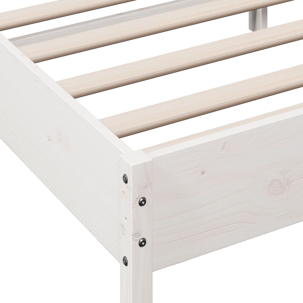 Cadre de lit sans matelas blanc 180x200 cm bois massif de pin - XIOS
