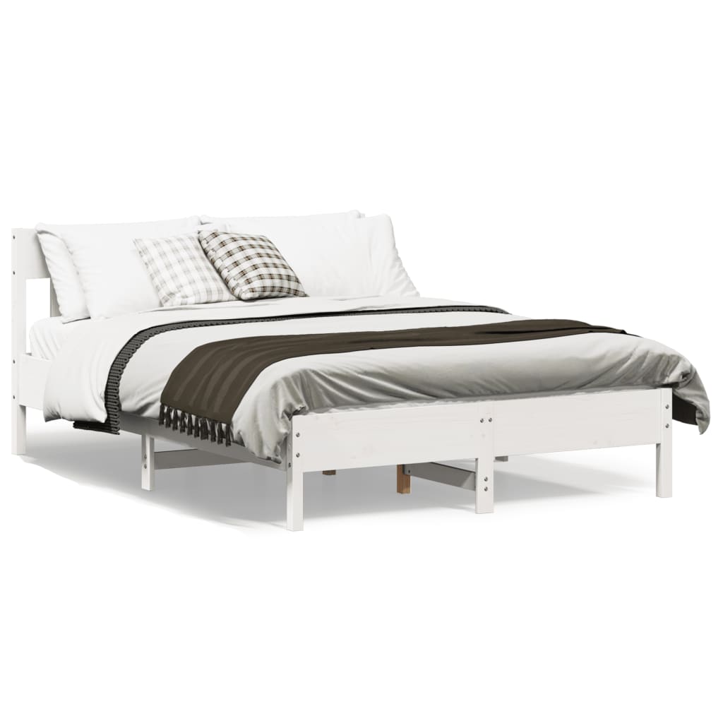 Cadre de lit sans matelas blanc 160x200 cm bois de pin massif - XIOS