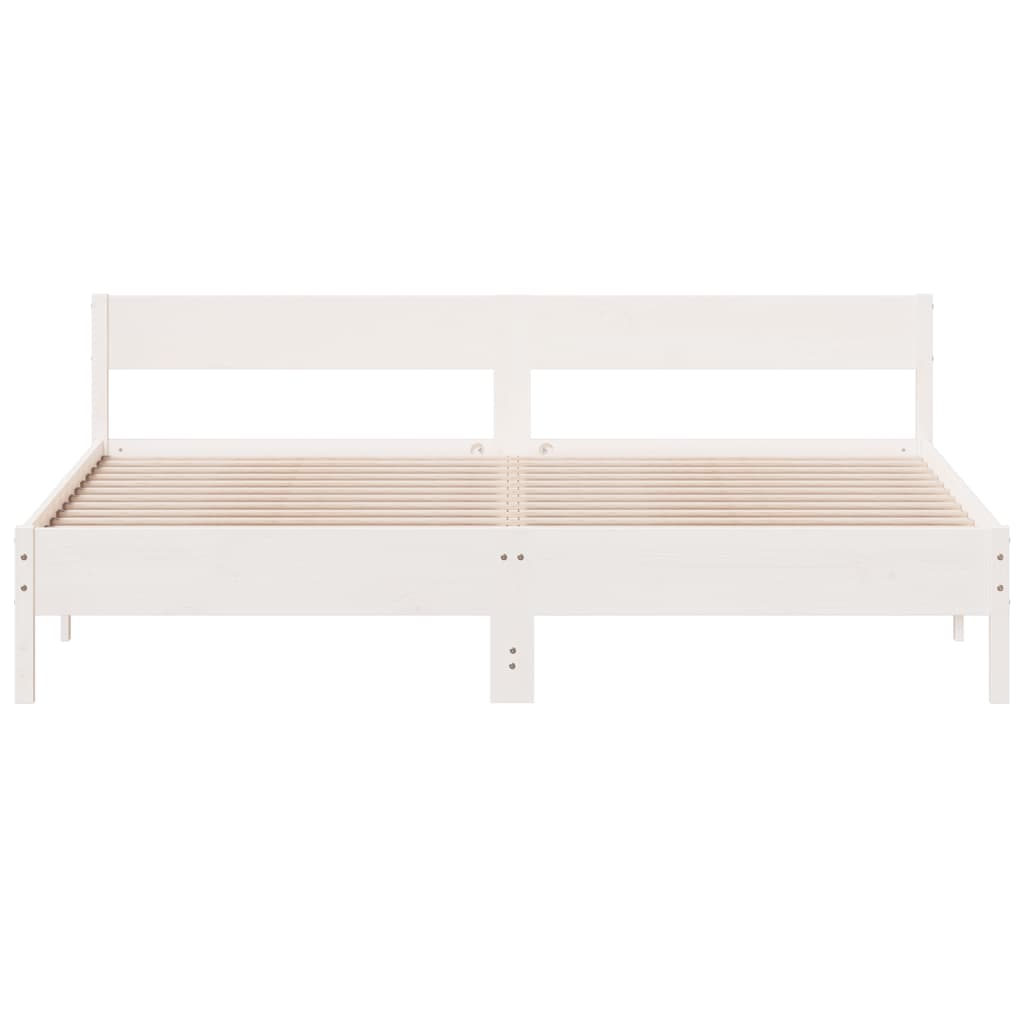 Cadre de lit sans matelas blanc 200x200 cm bois massif de pin - XIOS