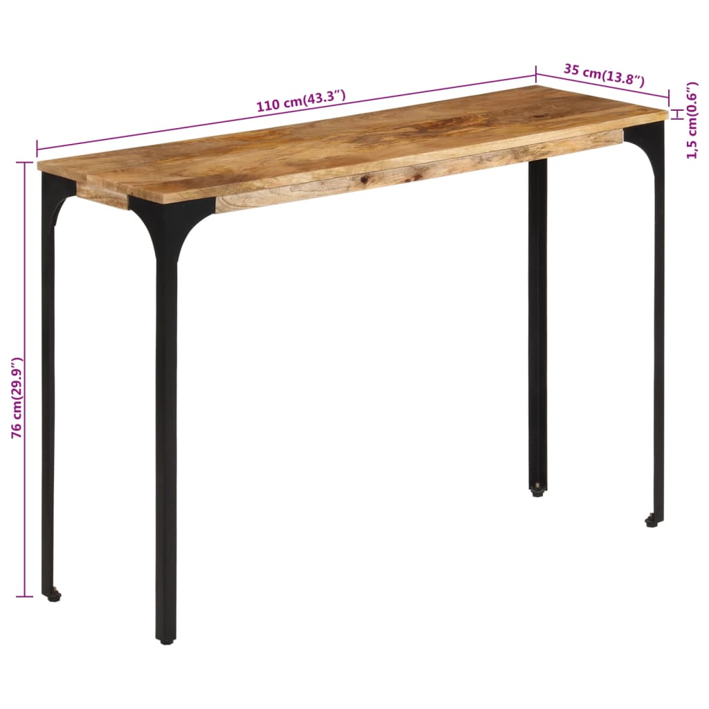 Table console marron 110x35x76cm bois massif de manguier et fer - XIOS