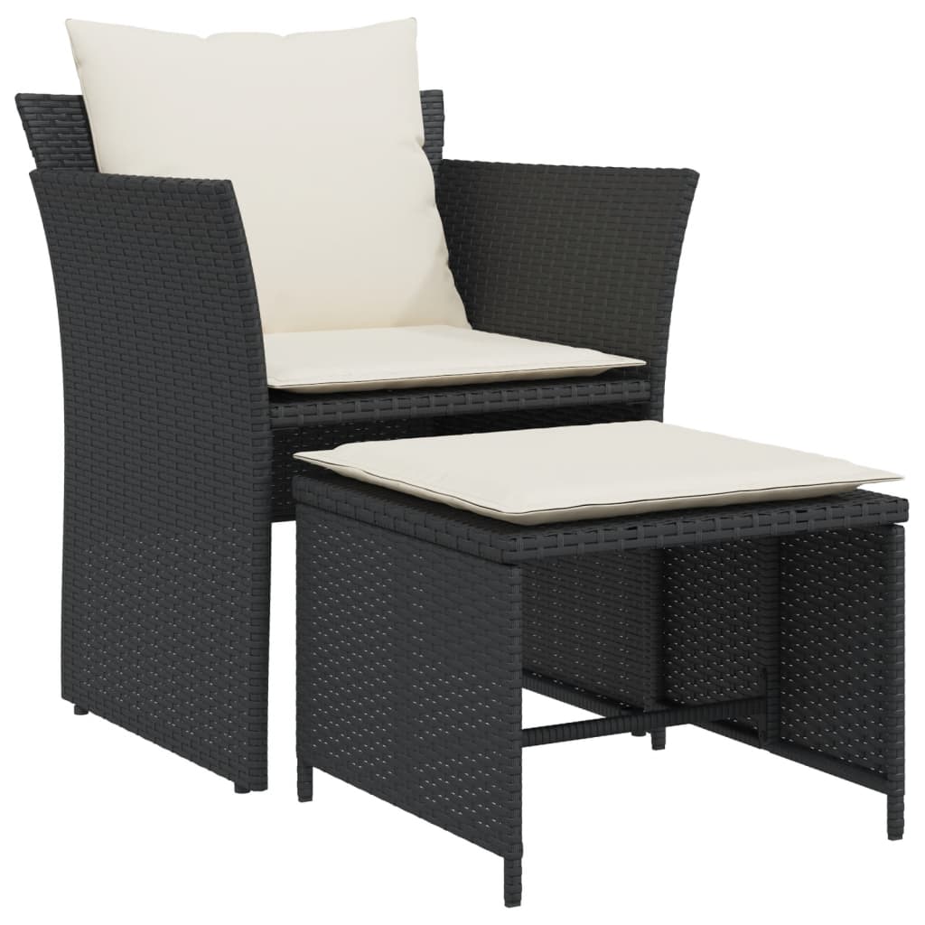 Chaise de jardin avec tabouret noir résine tressée - XIOS
