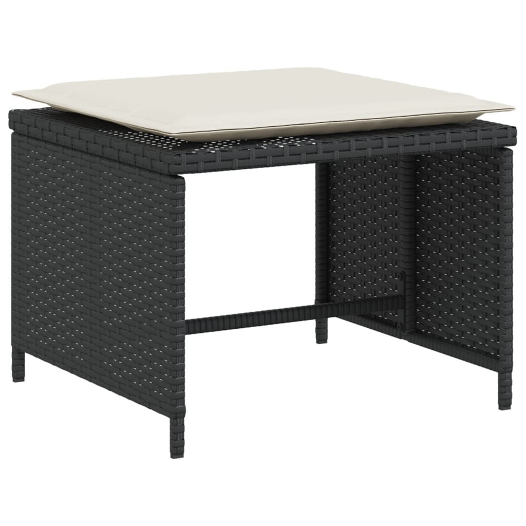 Chaise de jardin avec tabouret noir résine tressée - XIOS