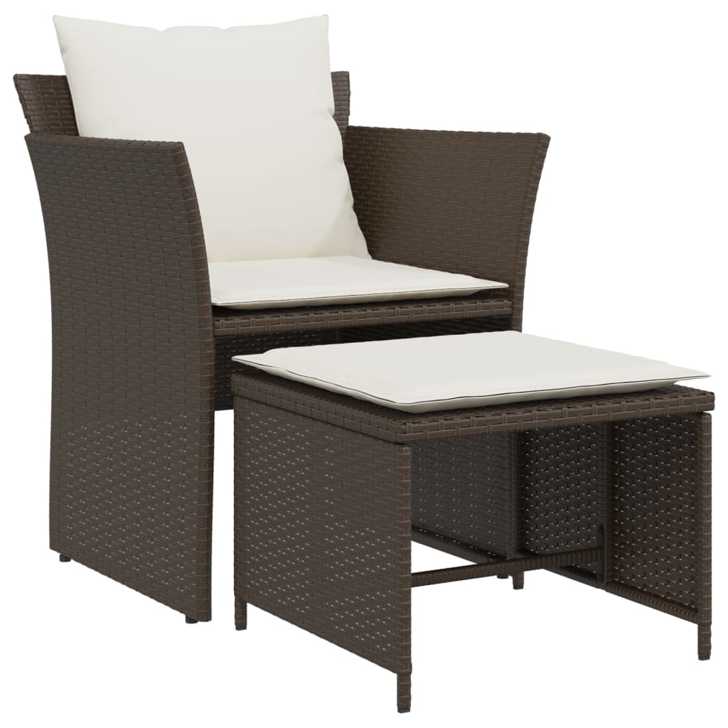 Chaise de jardin avec tabouret marron résine tressée - XIOS