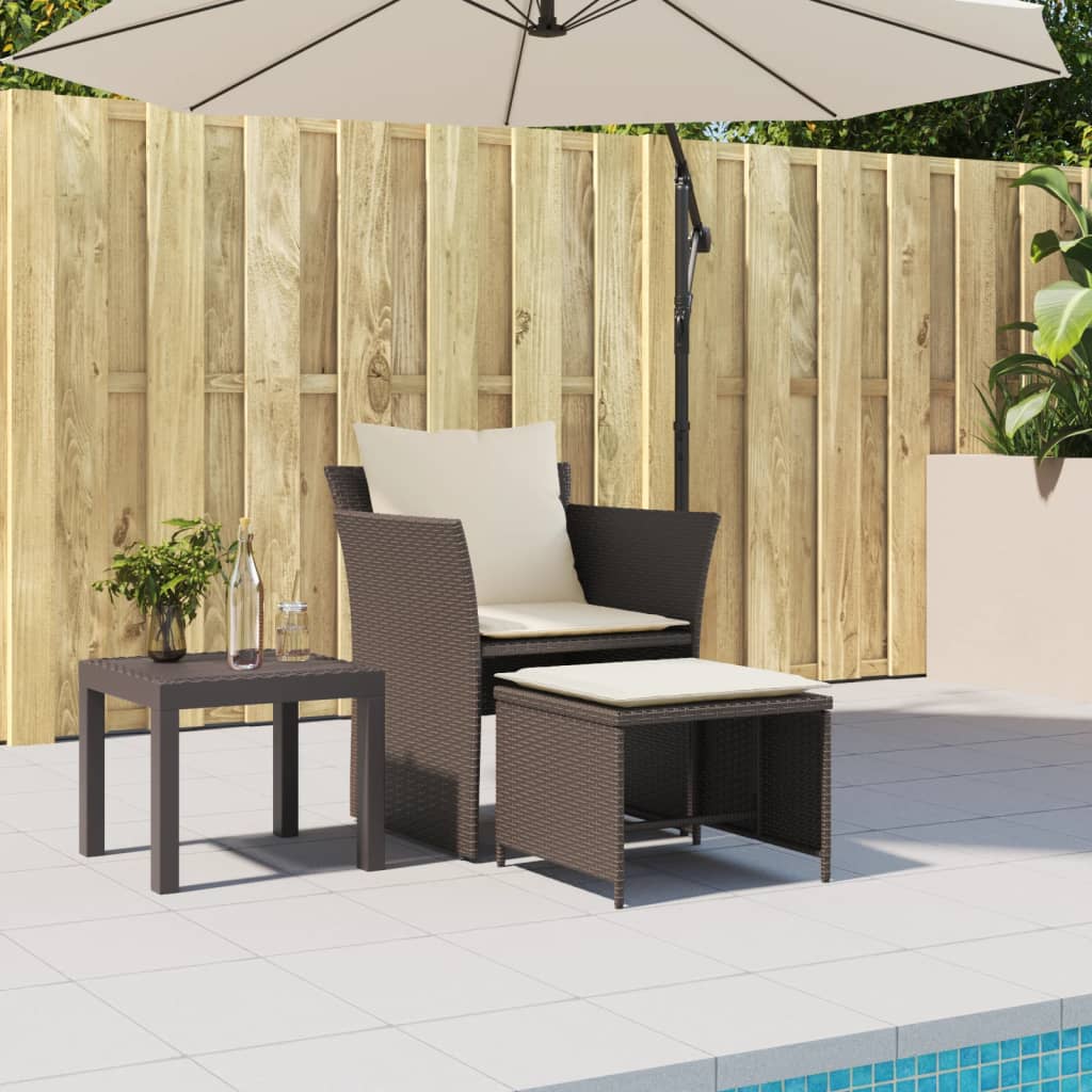 Chaise de jardin avec tabouret marron résine tressée - XIOS