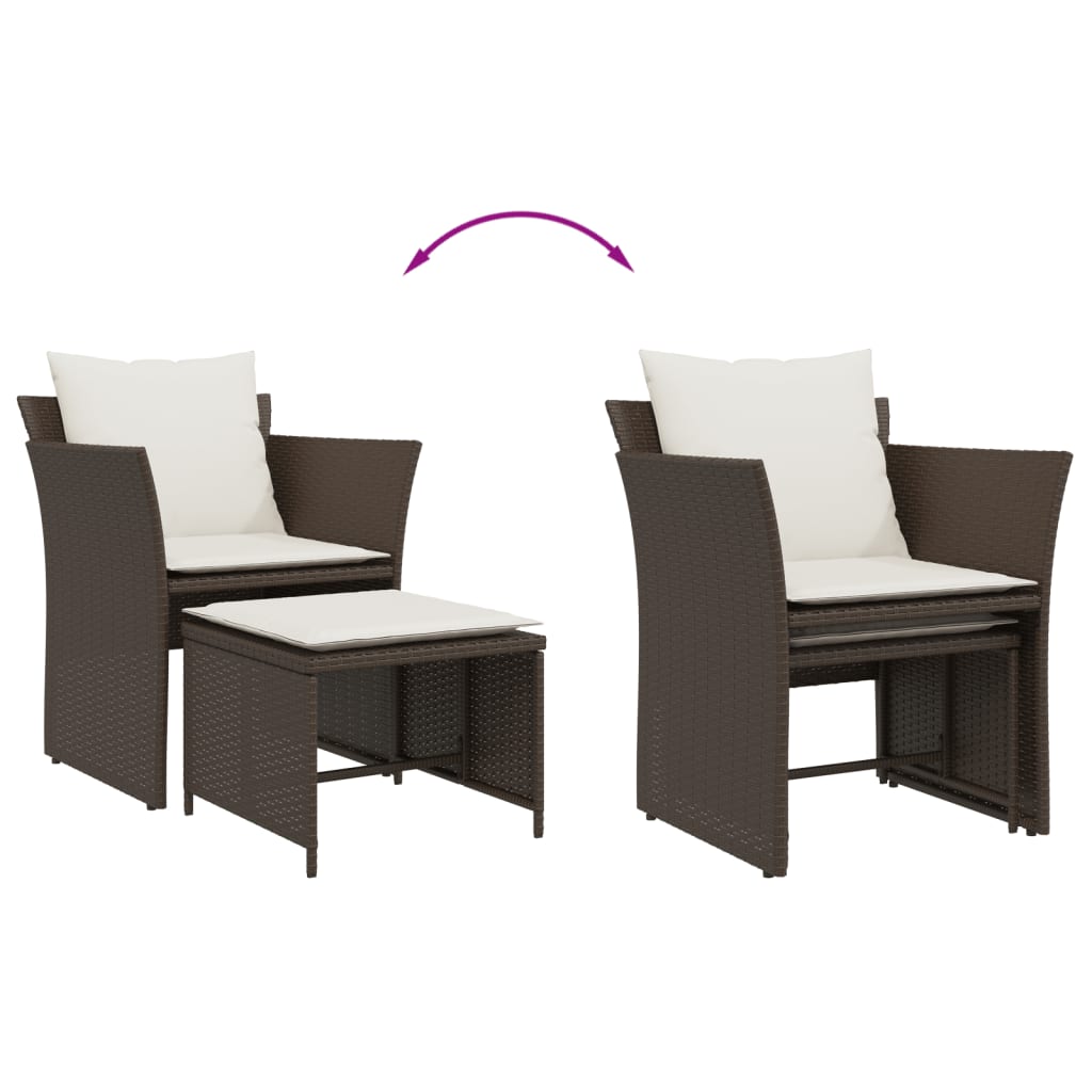 Chaise de jardin avec tabouret marron résine tressée - XIOS