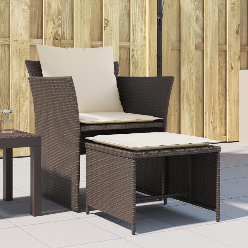 Chaise de jardin avec tabouret marron résine tressée - XIOS