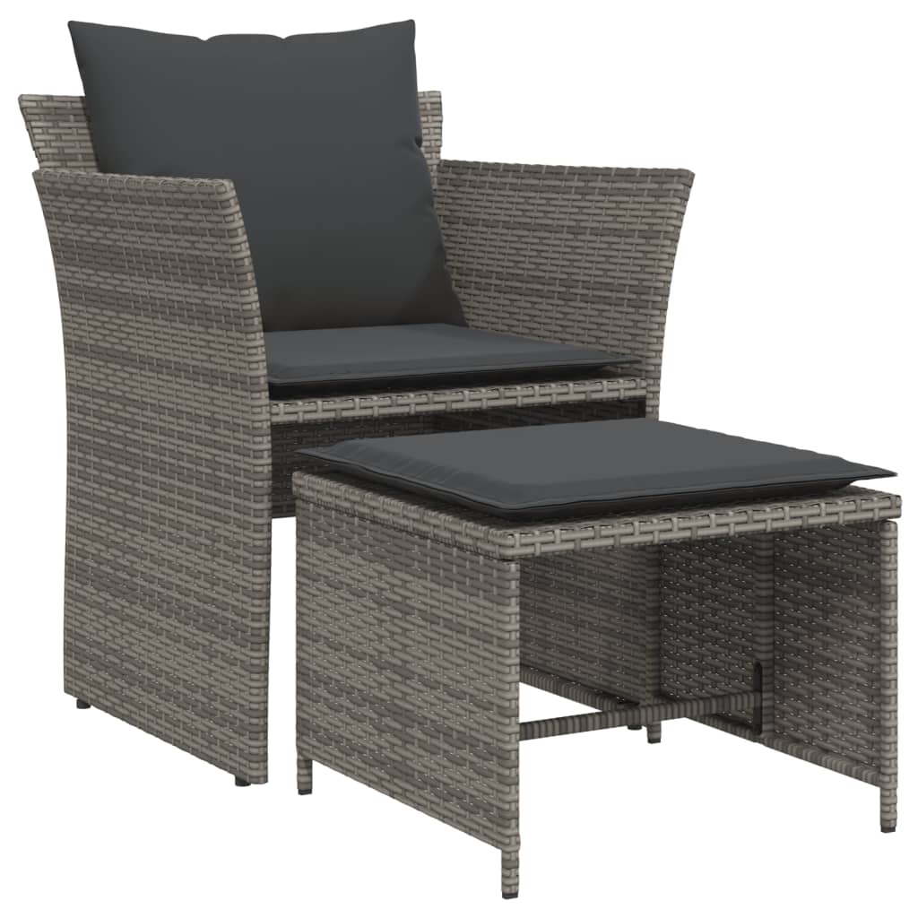 Chaise de jardin avec tabouret gris résine tressée - XIOS