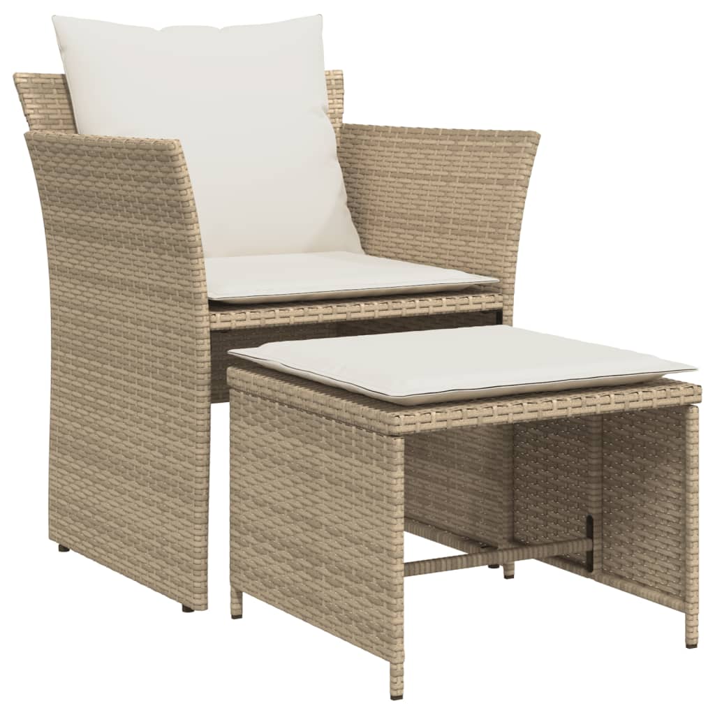 Chaise de jardin avec tabouret beige résine tressée - XIOS