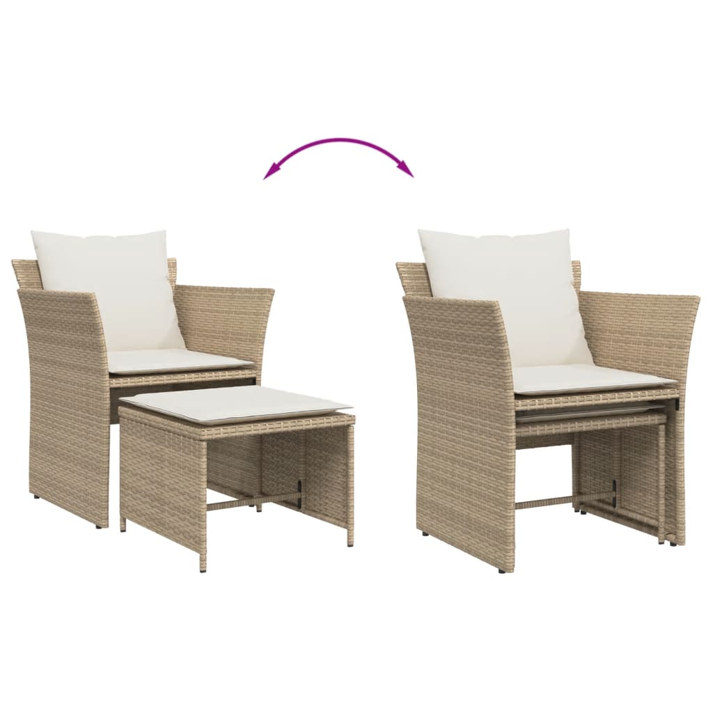 Chaise de jardin avec tabouret beige résine tressée - XIOS