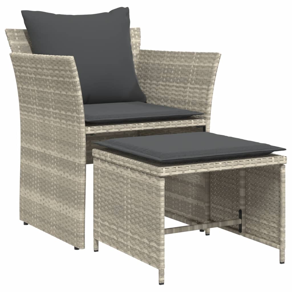 Chaise de jardin avec tabouret gris clair résine tressée - XIOS