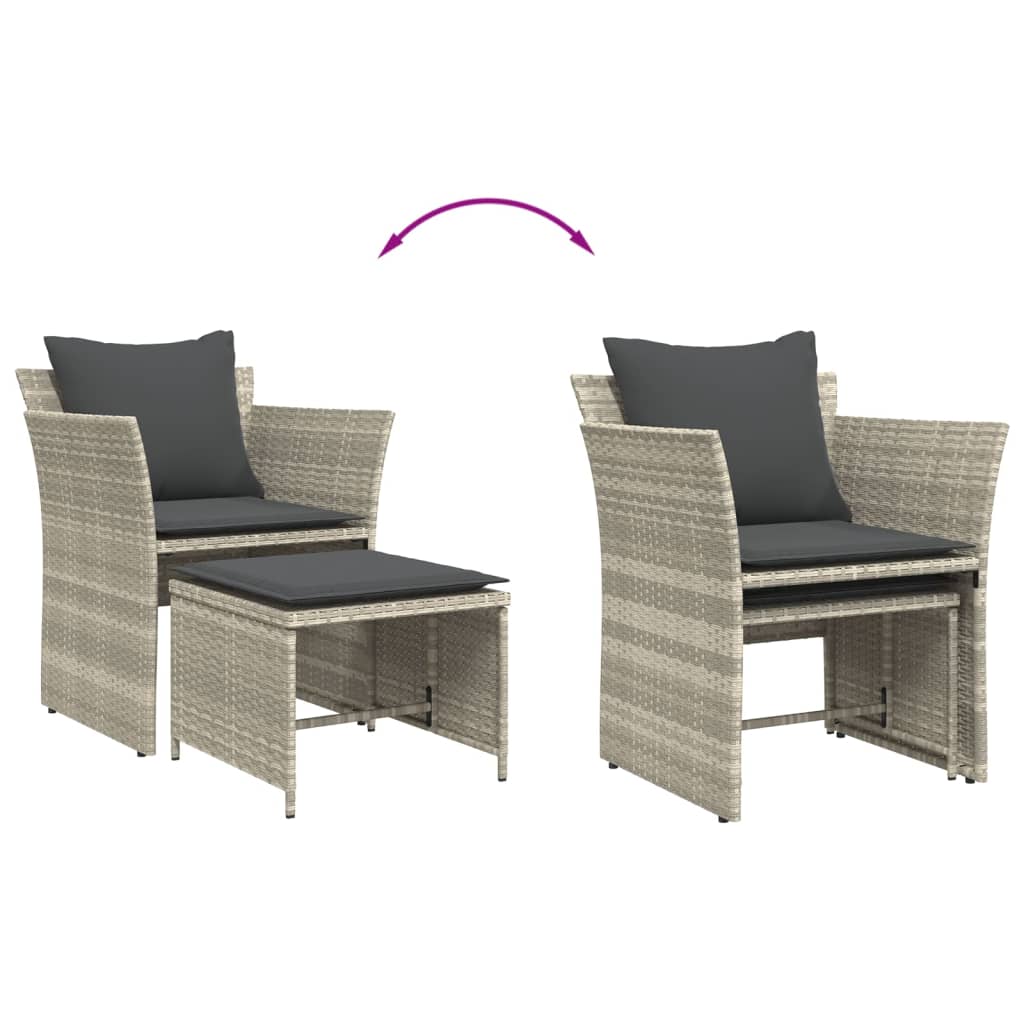 Chaise de jardin avec tabouret gris clair résine tressée - XIOS