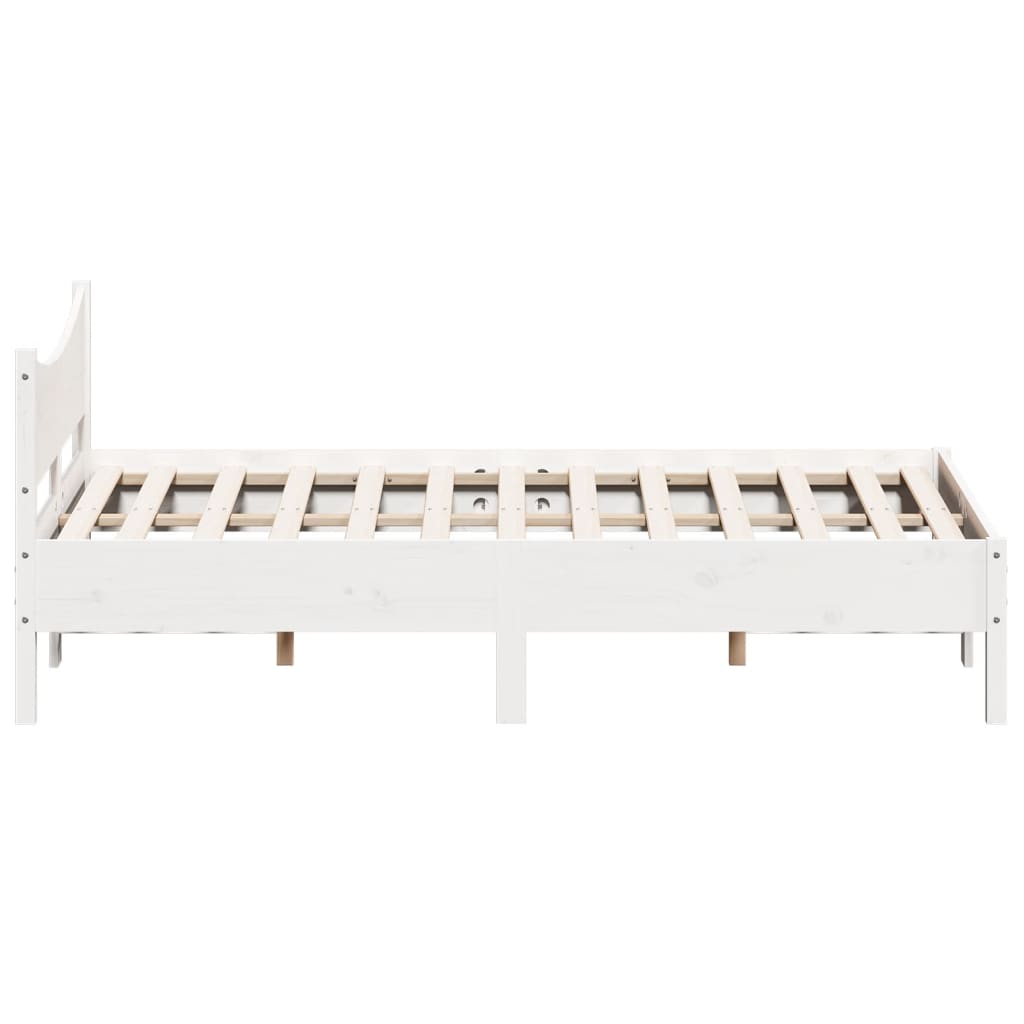 Cadre de lit sans matelas blanc 140x200 cm bois de pin massif - XIOS