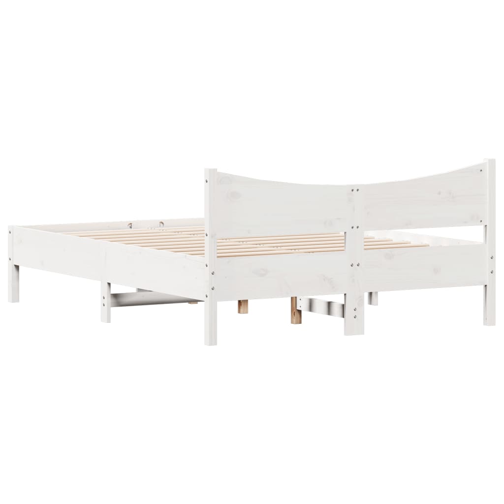 Cadre de lit sans matelas blanc 140x200 cm bois de pin massif - XIOS