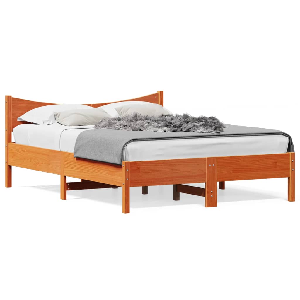Cadre de lit sans matelas cire marron 120x200cm bois pin massif - XIOS