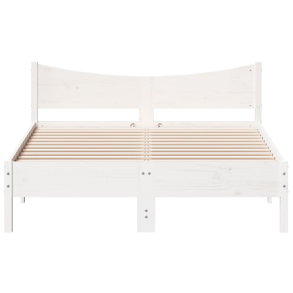 Cadre de lit sans matelas blanc 135x190 cm bois de pin massif - XIOS