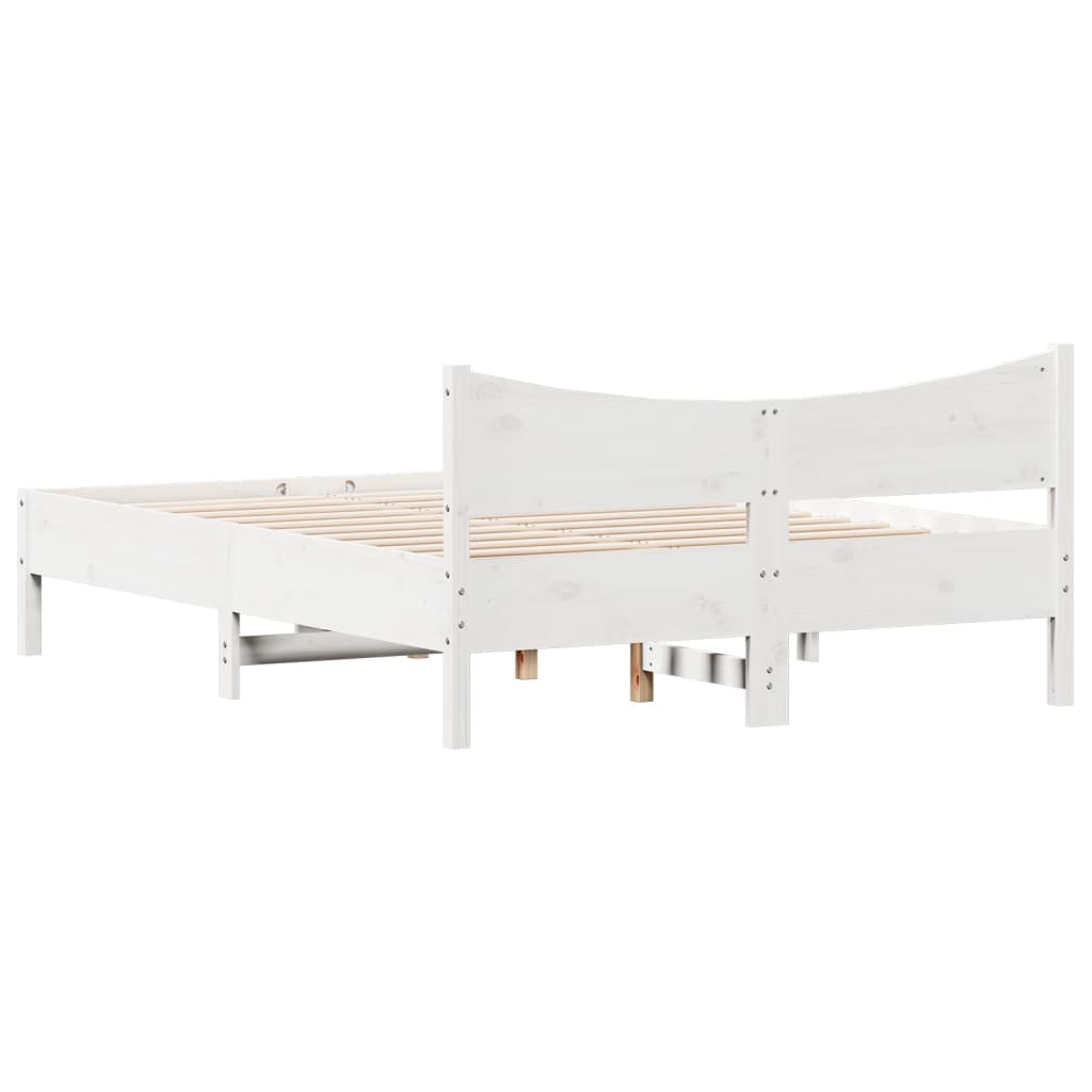 Cadre de lit sans matelas blanc 135x190 cm bois de pin massif - XIOS