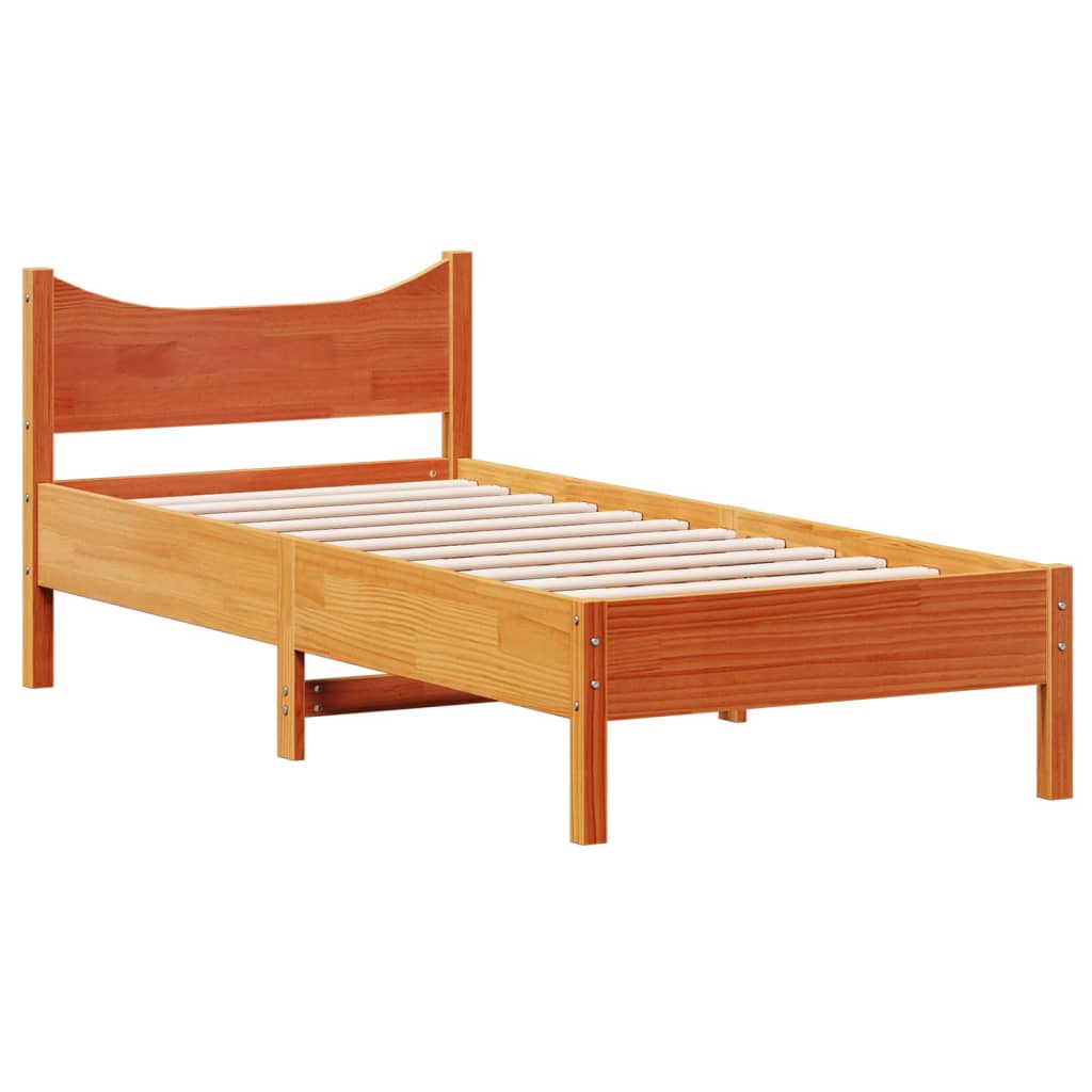 Cadre de lit sans matelas cire marron 75x190 cm bois pin massif - XIOS