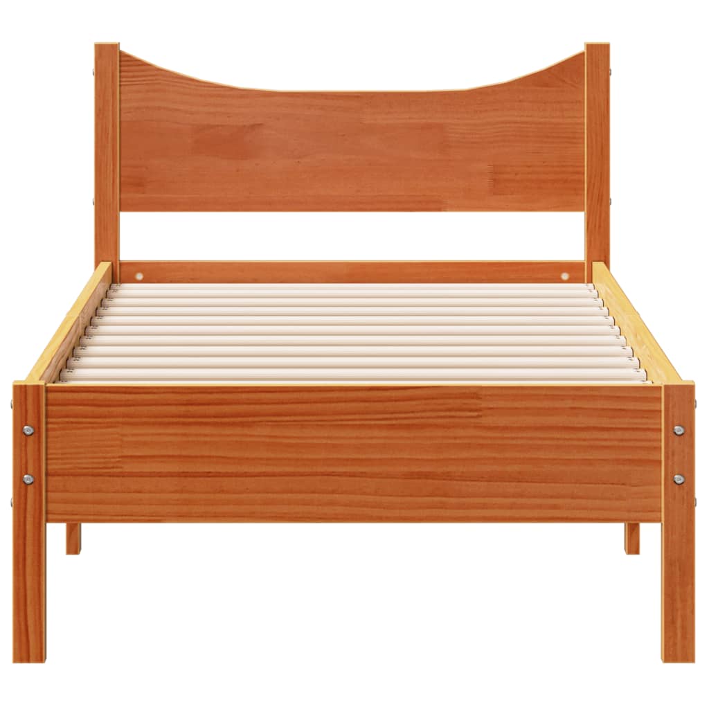 Cadre de lit sans matelas cire marron 75x190 cm bois pin massif - XIOS