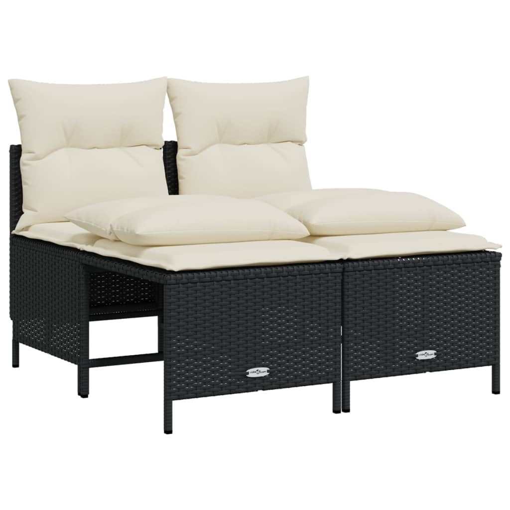 Salon de jardin 4 pcs avec coussins noir résine tressée - XIOS