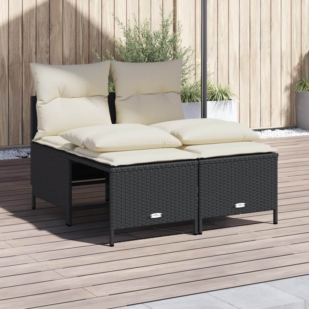 Salon de jardin 4 pcs avec coussins noir résine tressée - XIOS