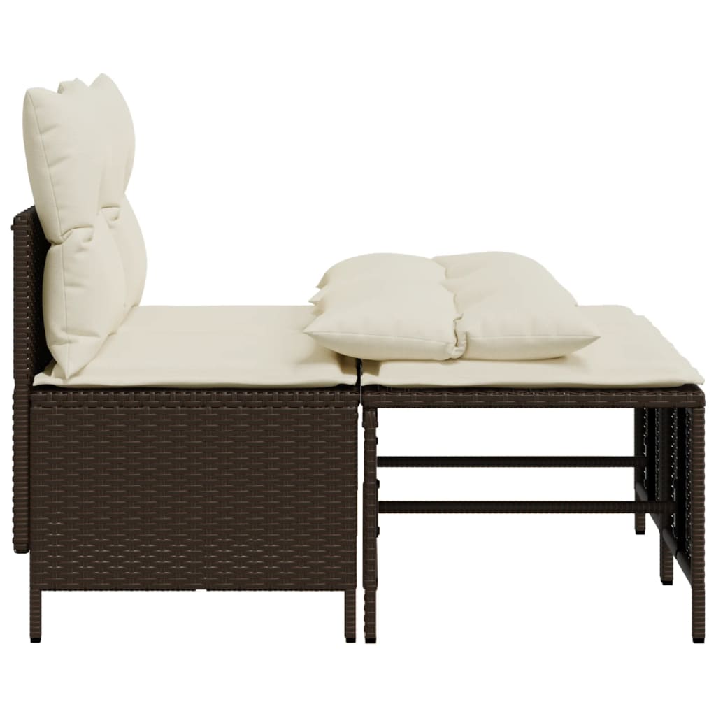 Salon de jardin 4 pcs avec coussins marron résine tressée - XIOS