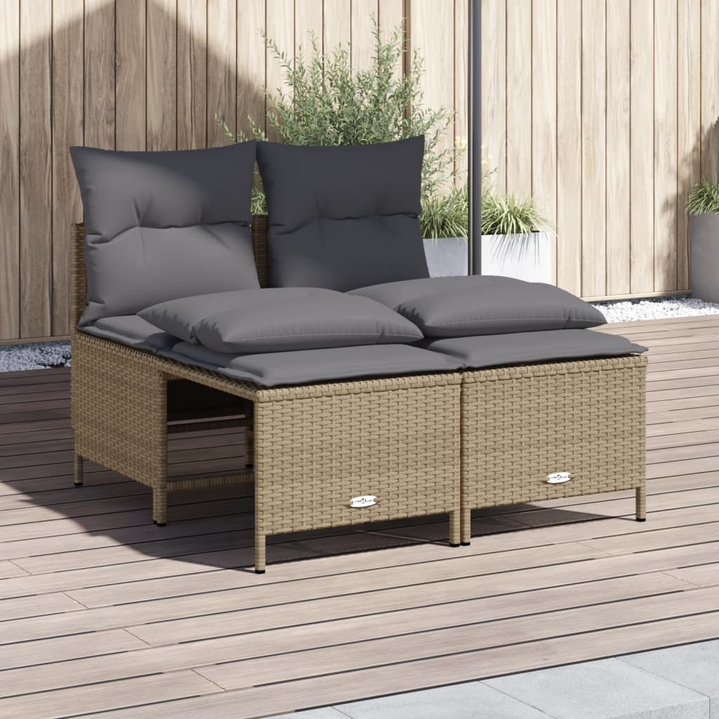 Salon de jardin avec coussins 4 pcs beige résine tressée - XIOS