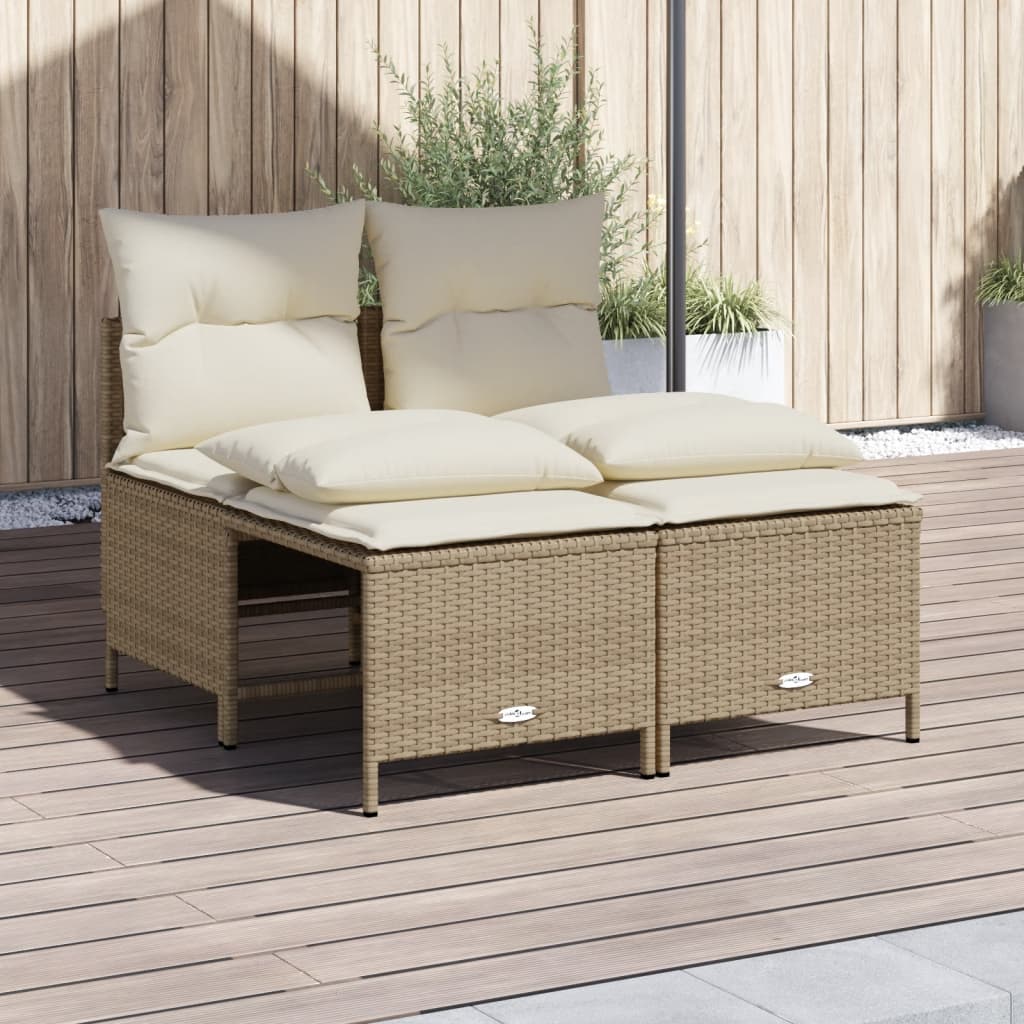 Salon de jardin avec coussins 4 pcs beige résine tressée - XIOS