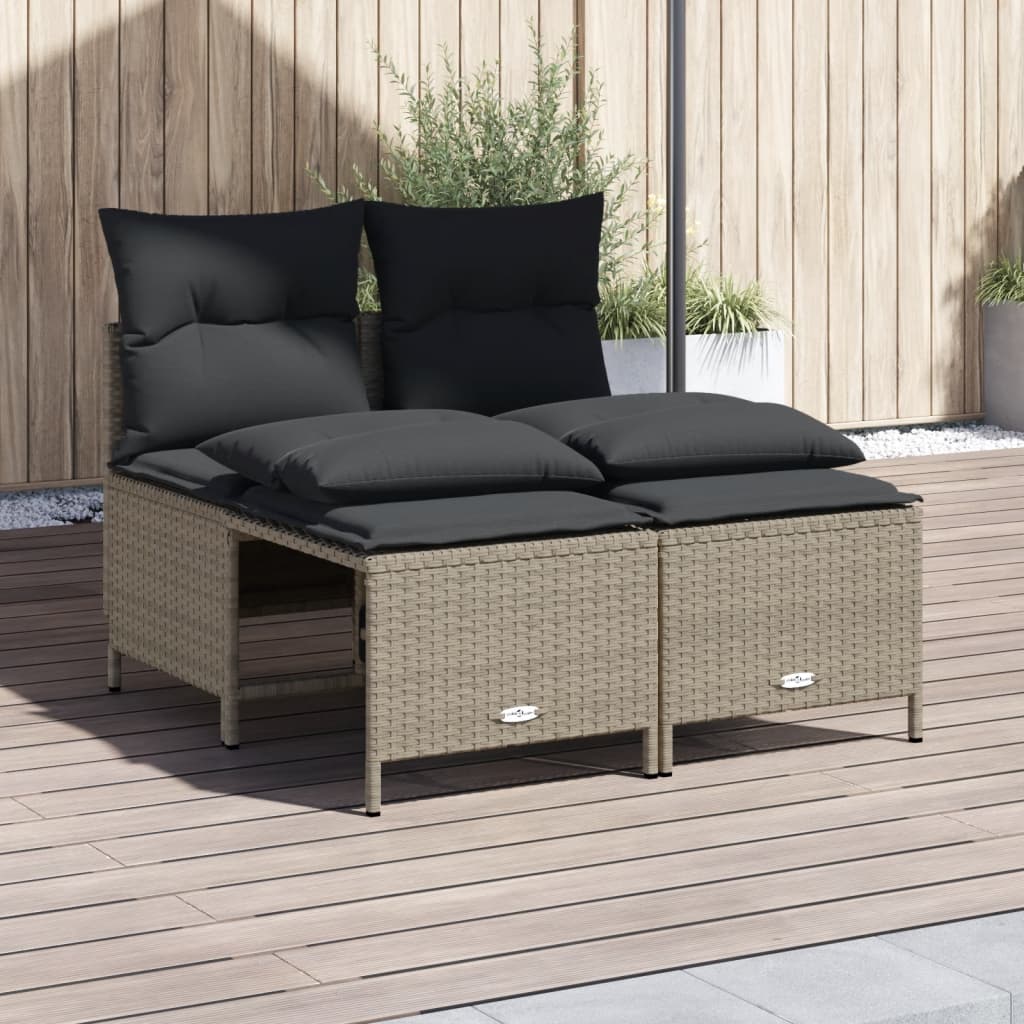 Salon de jardin 4 pcs avec coussins gris clair résine tressée - XIOS