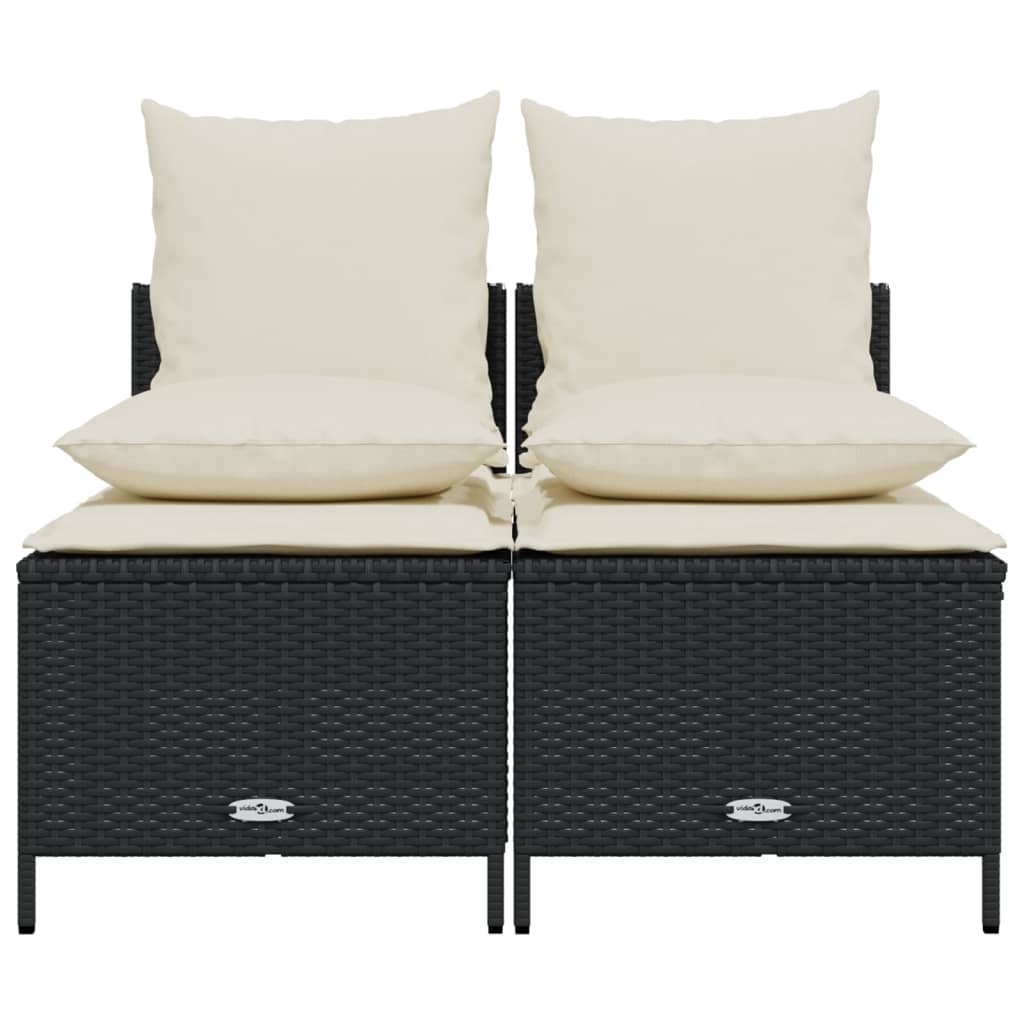 Salon de jardin 4 pcs avec coussins noir résine tressée - XIOS