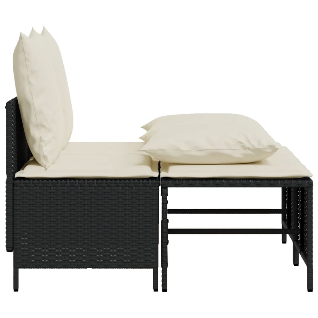 Salon de jardin 4 pcs avec coussins noir résine tressée - XIOS