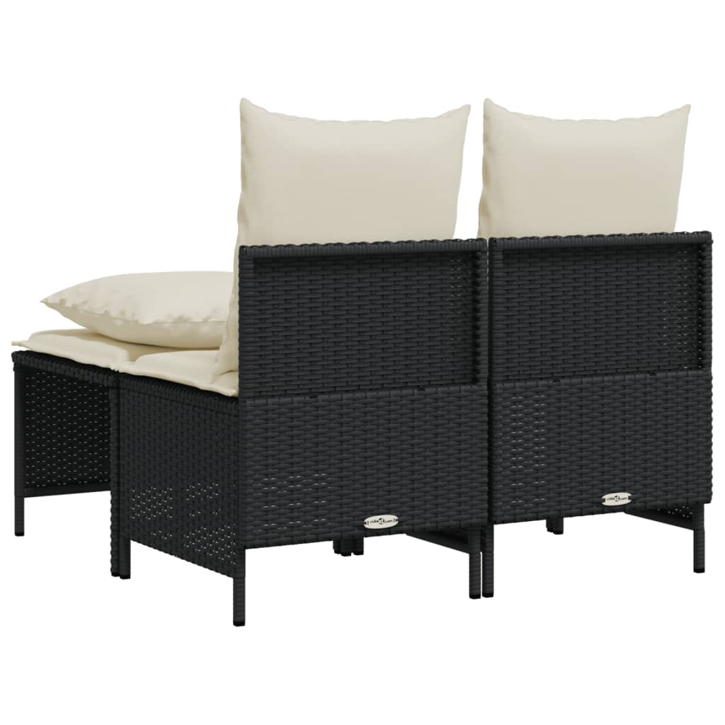 Salon de jardin 4 pcs avec coussins noir résine tressée - XIOS